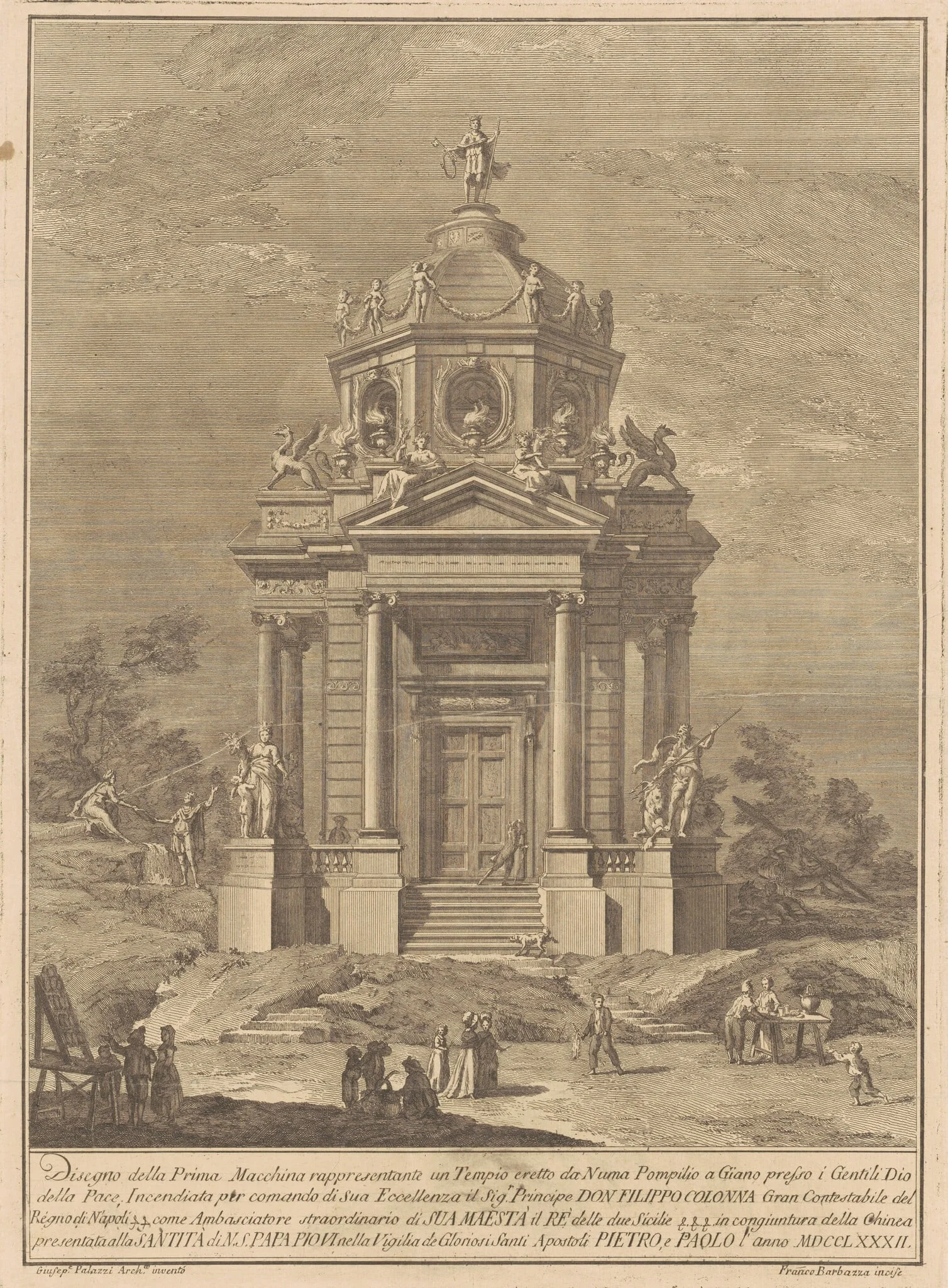 The Prima Macchina for the Chinea of 1782: The Temple of Janus Built by Numa Pompilius, detail