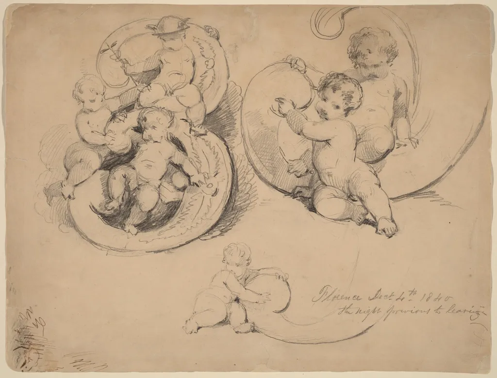 Banknote Studies [recto], by John William Casilear, ink, 1840