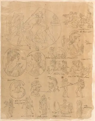 Tracings of Classical Subjects, by Jacques-Louis David, oil, 1778