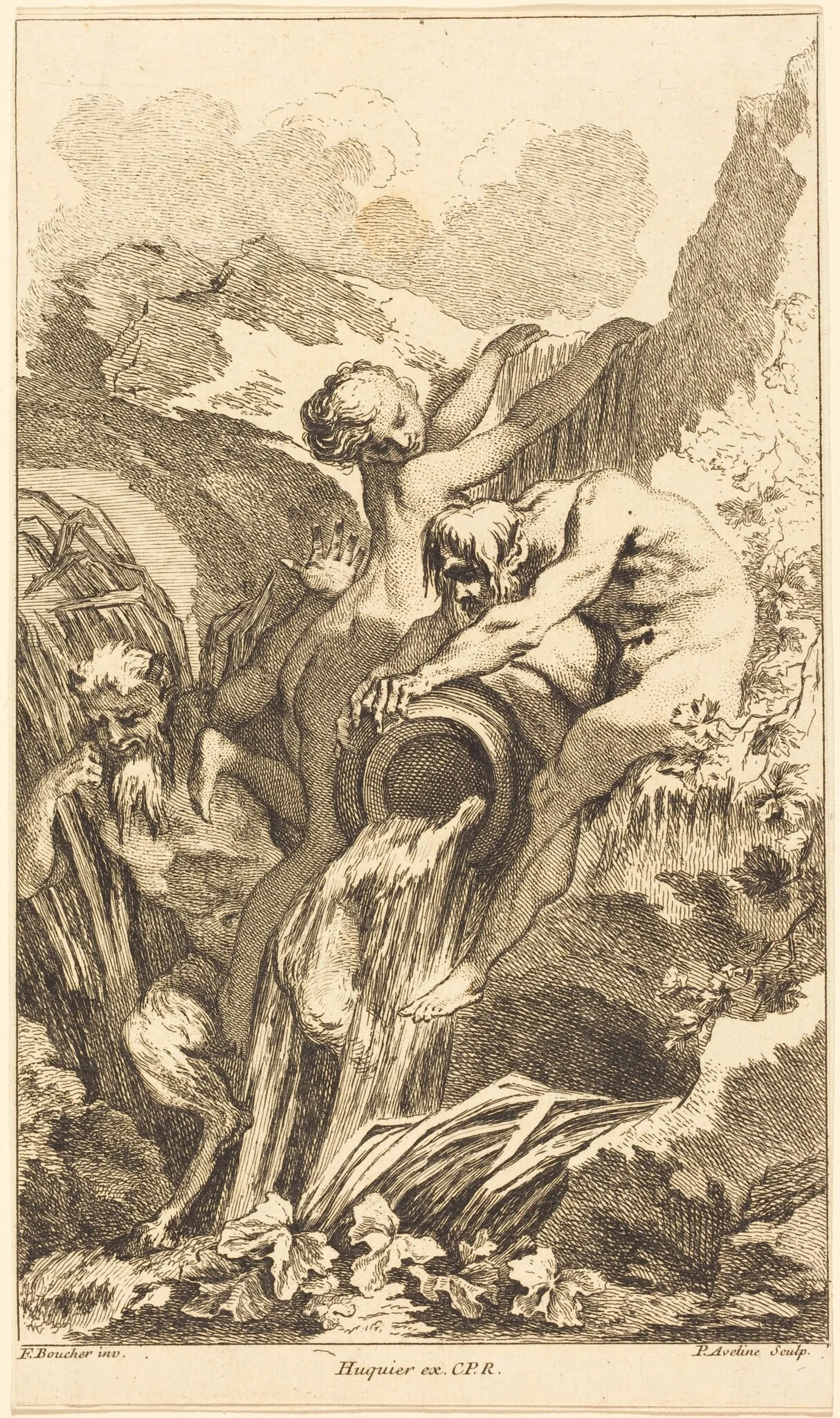 Satyr, Nymph and River God, detail