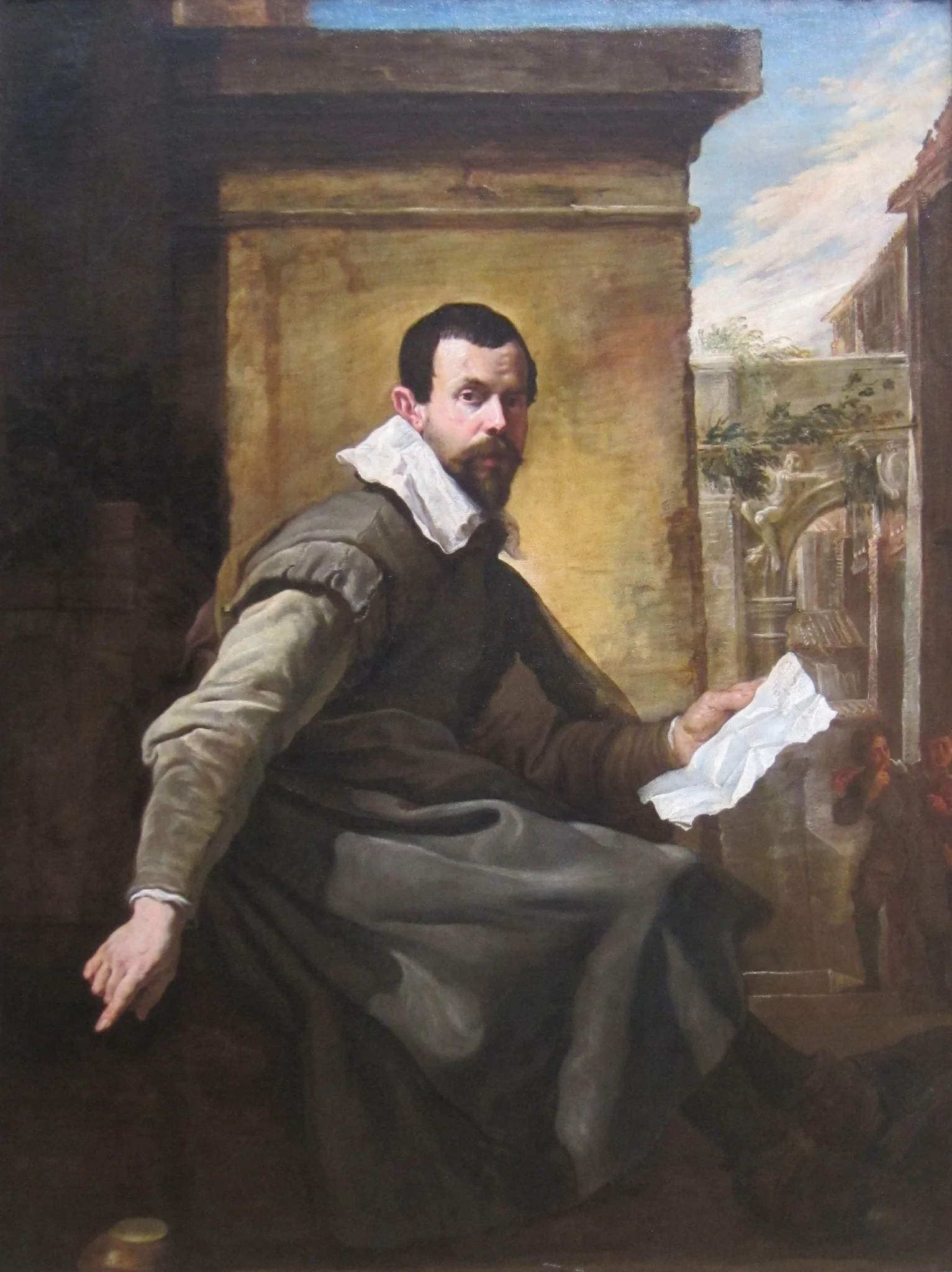 Portrait of a Man with a Sheet of Music, detail