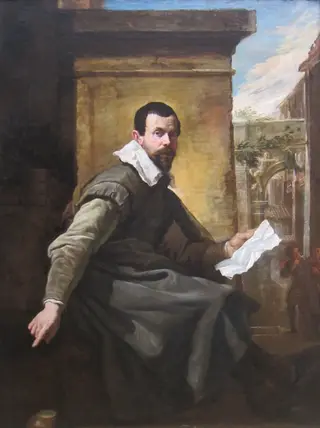 Portrait of a Man with a Sheet of Music, by Domenico Fetti, oil, 1620