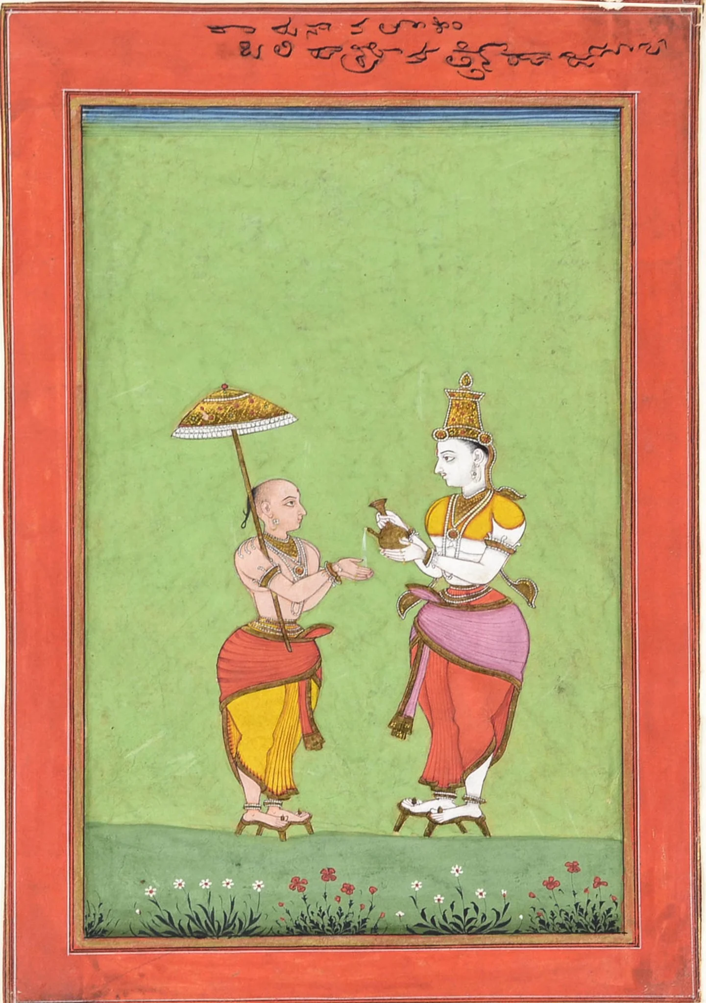 Vamana being blessed by King Bali, detail
