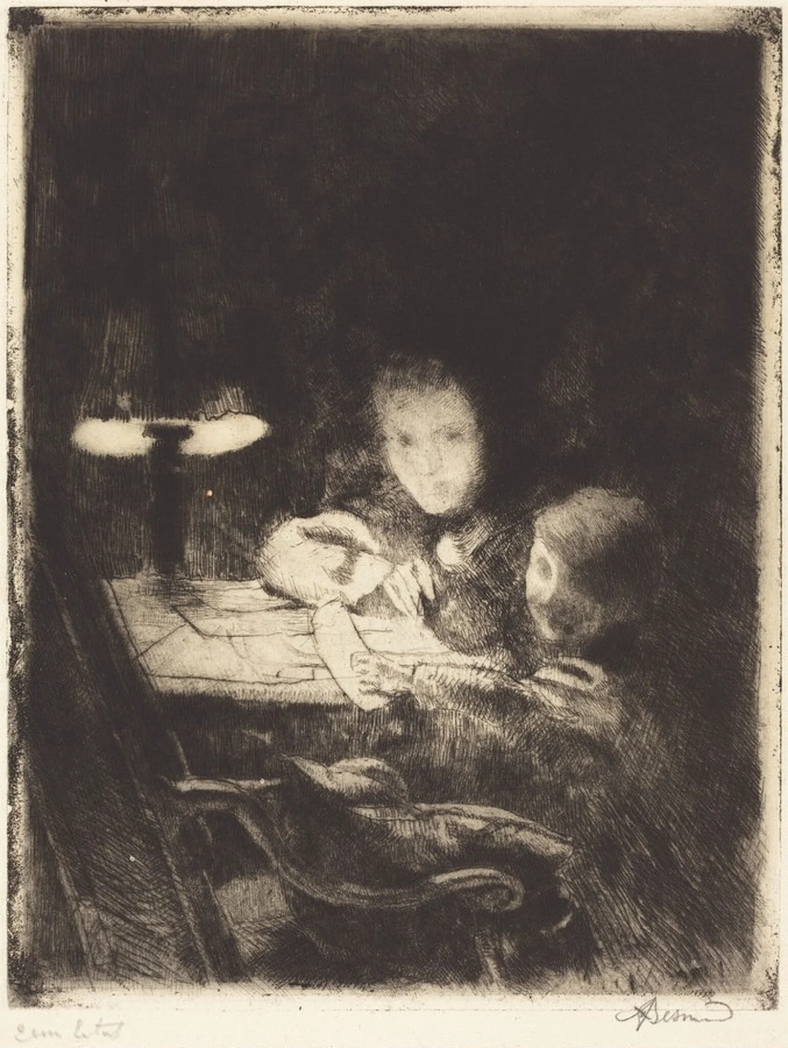 By the Lamp (Sous la Lampe), detail