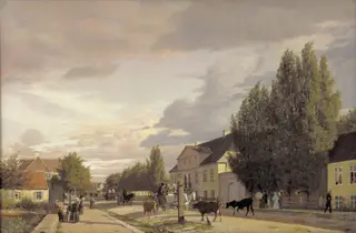 View of a Street in Østerbro outside Copenhagen. Morning Light, by Christen Købke, oil, 1836
