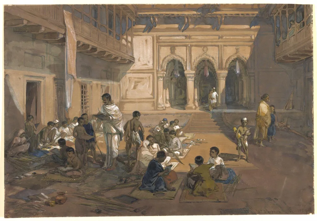 Indian School Calcutta, by William Simpson, paint, 1859