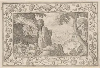 Daniel in the Lion’s Den, by Adriaen Collaert, ink, 1584