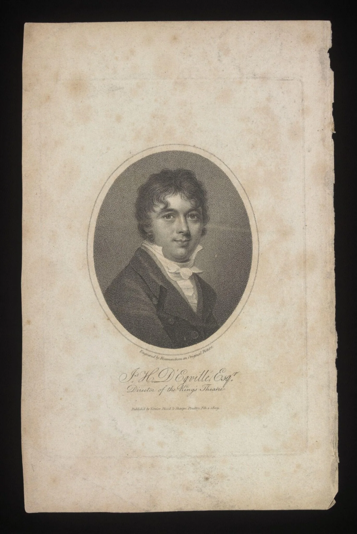 Js H D'Egville, Esqr. Director of the King's Theatre, detail