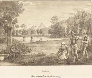 Freitag - Wiesenplan vor Aigen bey Salzburg (Meadow before Aigen near Salzburg), by Ferdinand Olivier, ink, 1823