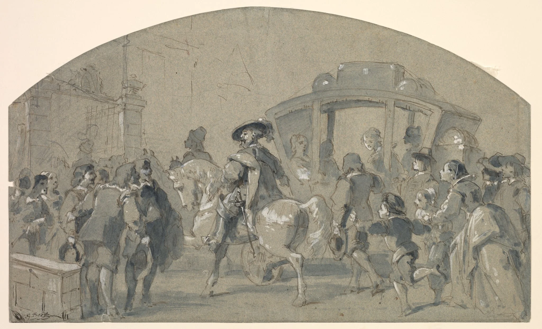 Street Scene (recto), detail
