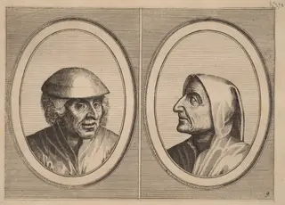 "Kees Geldt-sack" and "Kaarighe Truy", by Lucas van Doetechum, ink, 1564