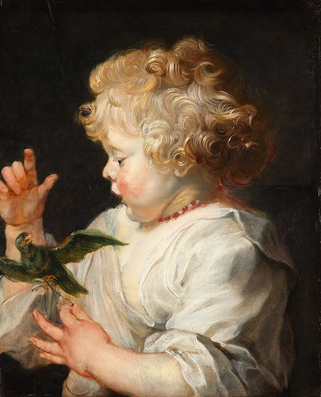 A child with bird, by Peter Paul Rubens, oil, 1625