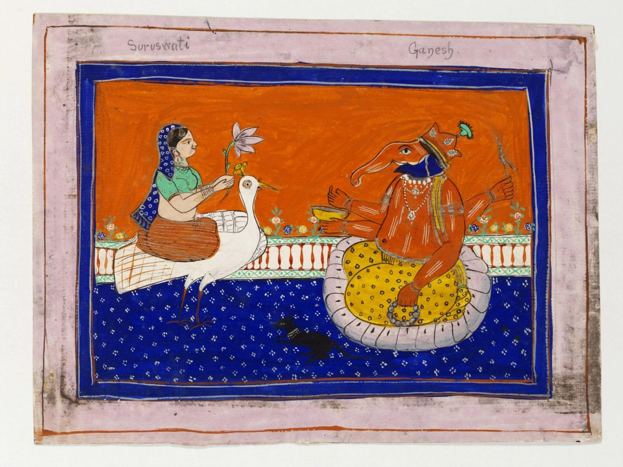 Saraswati and Ganesh, detail