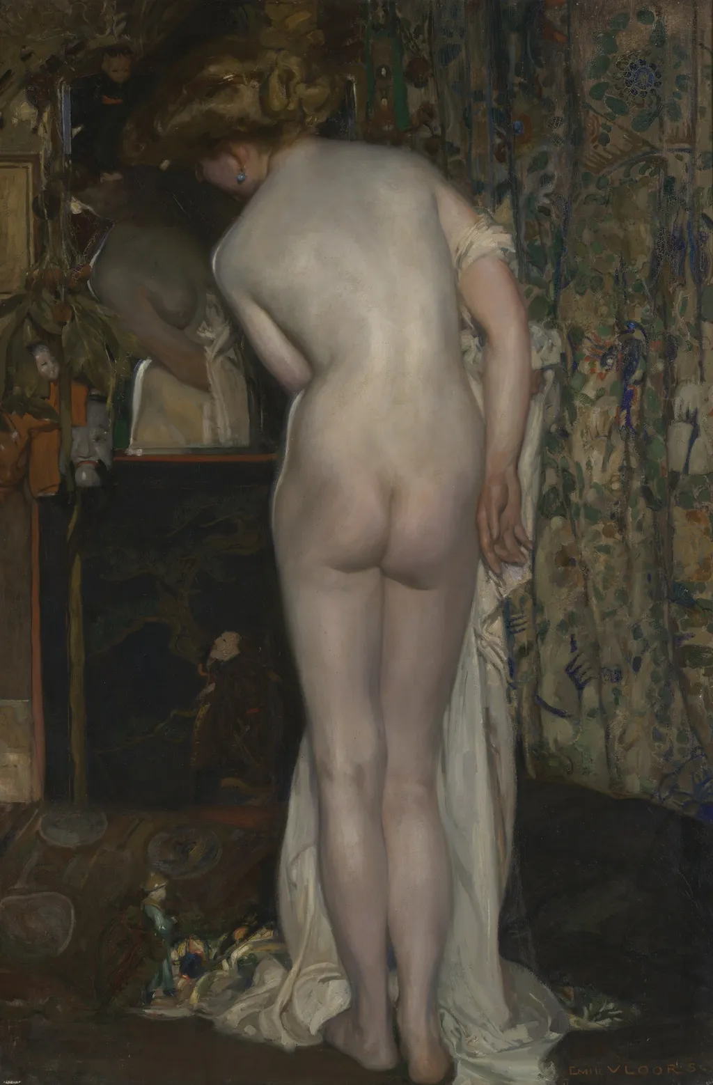 The Mirror, by Emile Vloors, oil, 1905