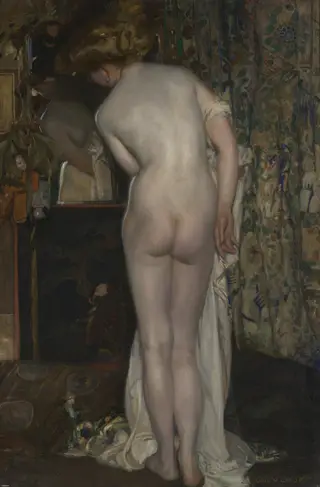 The Mirror, by Emile Vloors, oil, 1905
