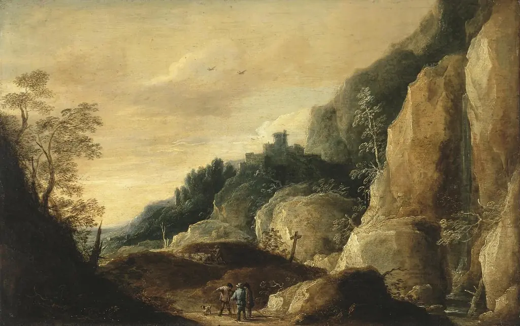 Mountainous Landscape, by David Teniers the Younger, oil, 1640
