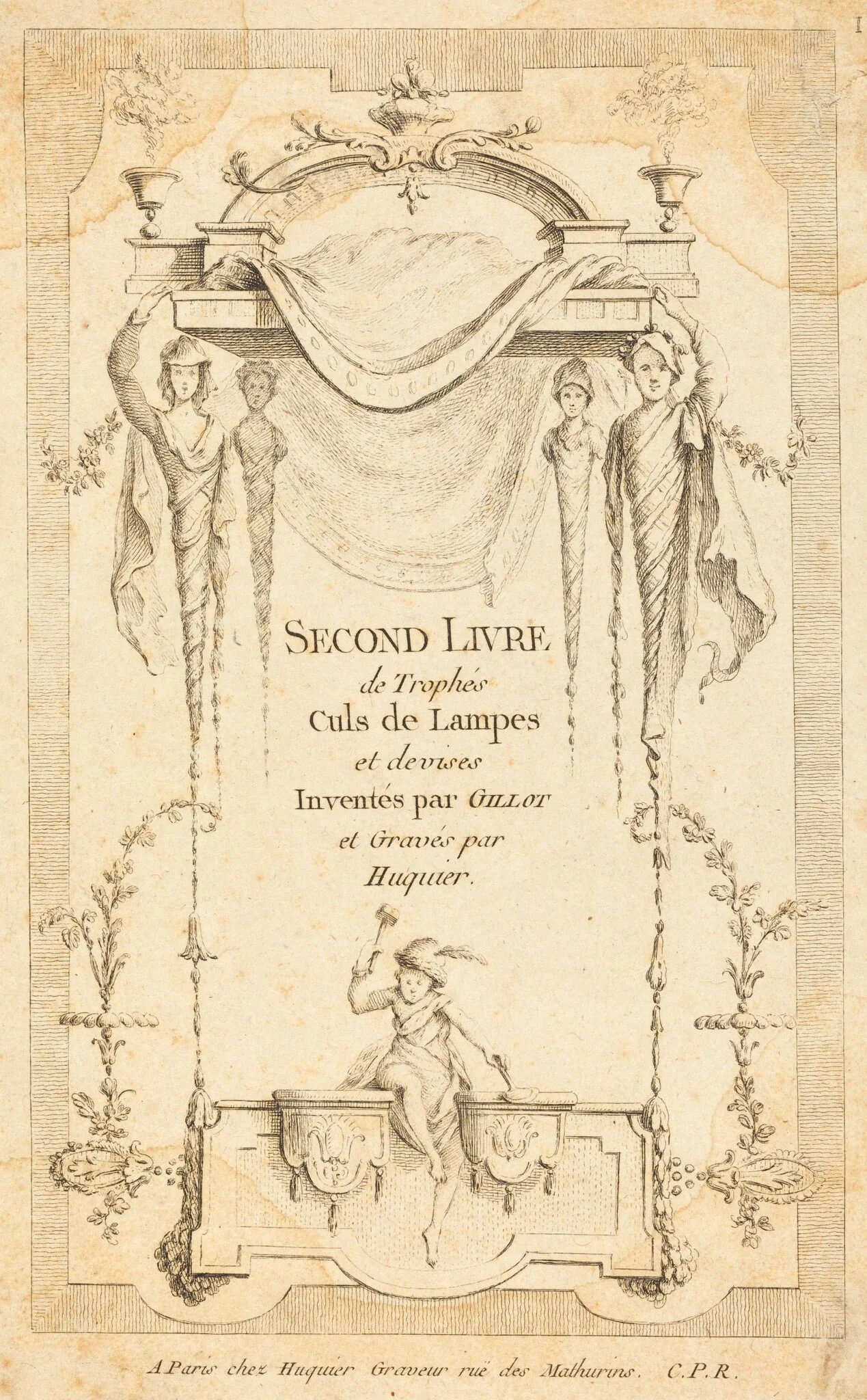 Second Livre de Trophés Culs de Lampes et Devises: Title Page, detail