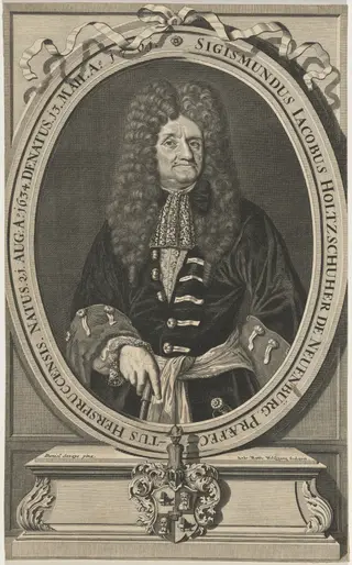 Sigismundus Jacobus Holtzschuher de Neuenburg, by Andreas Mattaus Wolfgang, ink, 1698