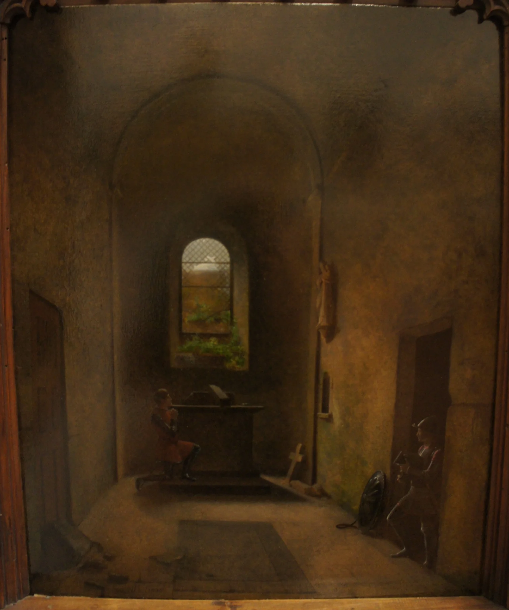 A Knight at Prayer in a Chapel, Preparing Himself for Combat, detail