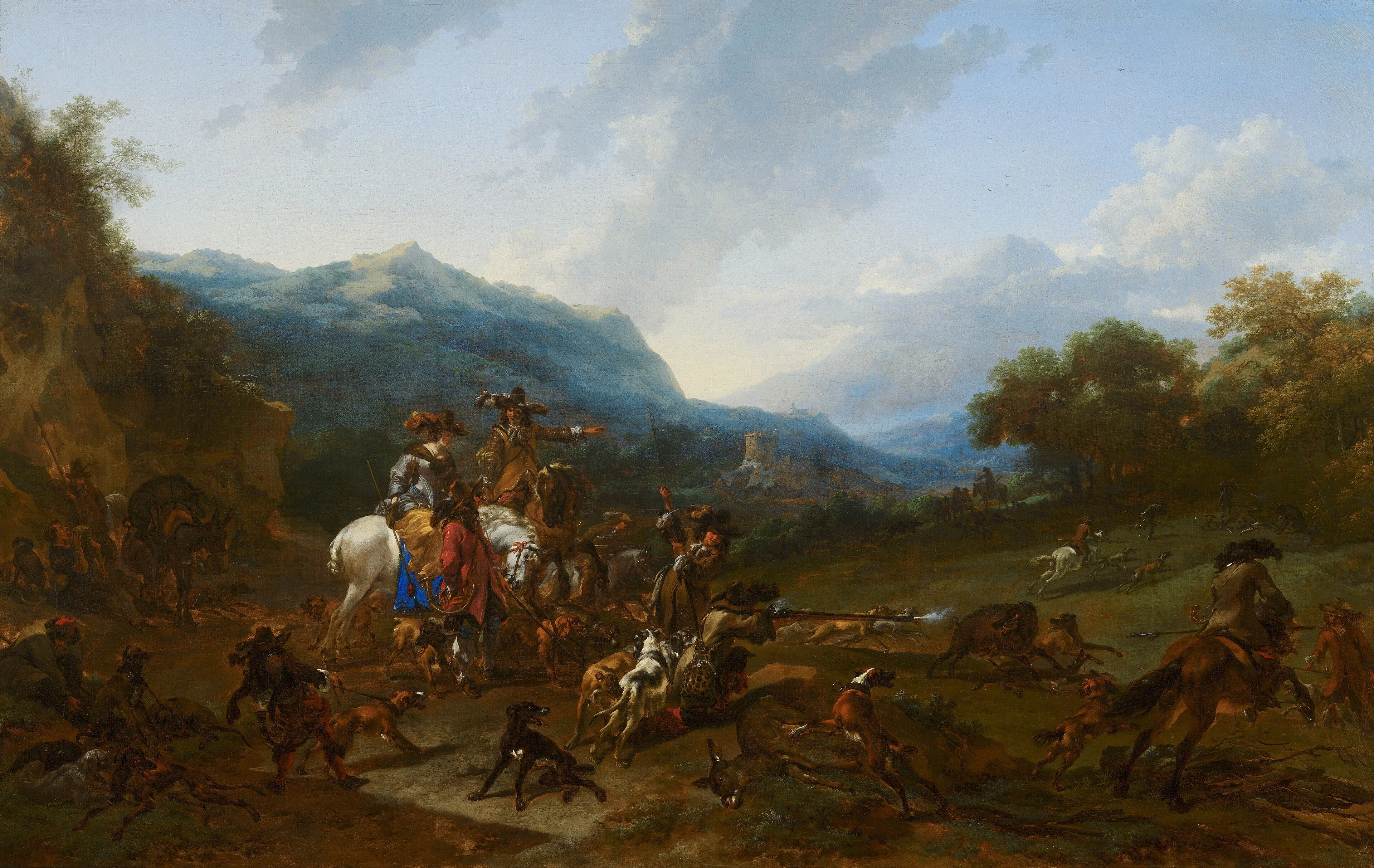 Wild boar hunt, detail