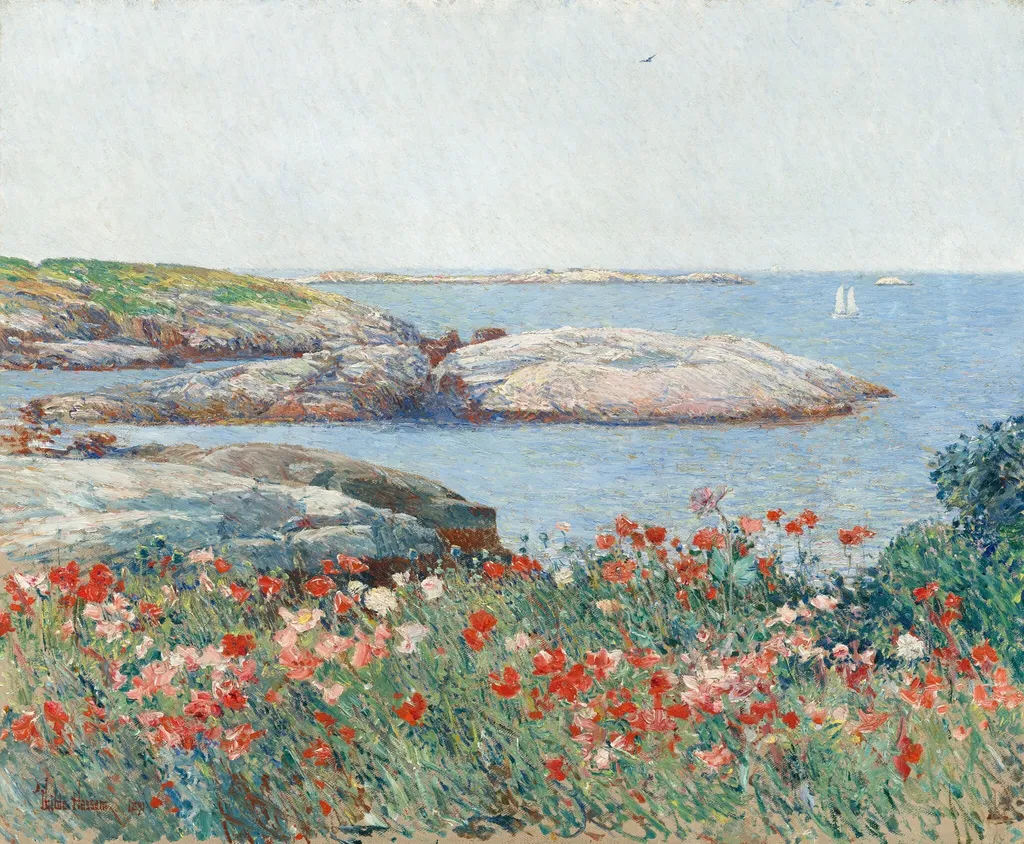 Poppies, Isles of Shoals, by Childe Hassam, oil, 1891