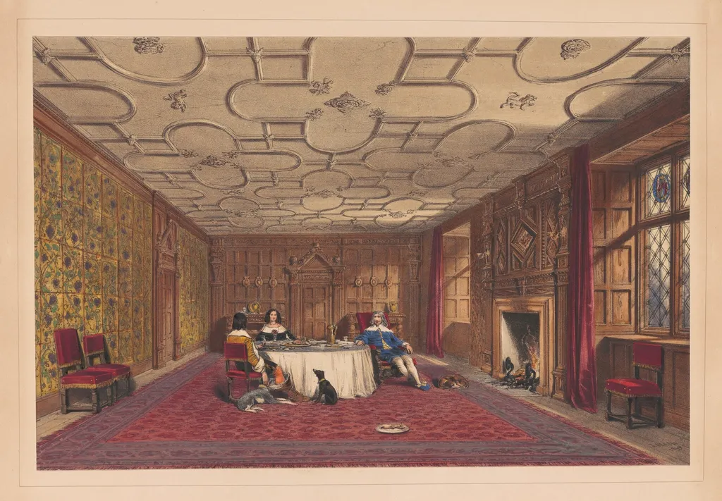 The Dining Room, Levens, Westmorland, by Joseph Nash, ink, 1849