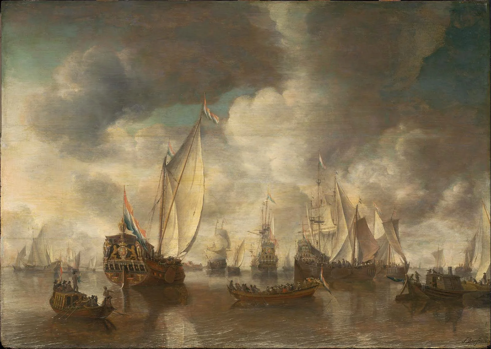 Yacht of the Princes of Orange and Other Ships, detail