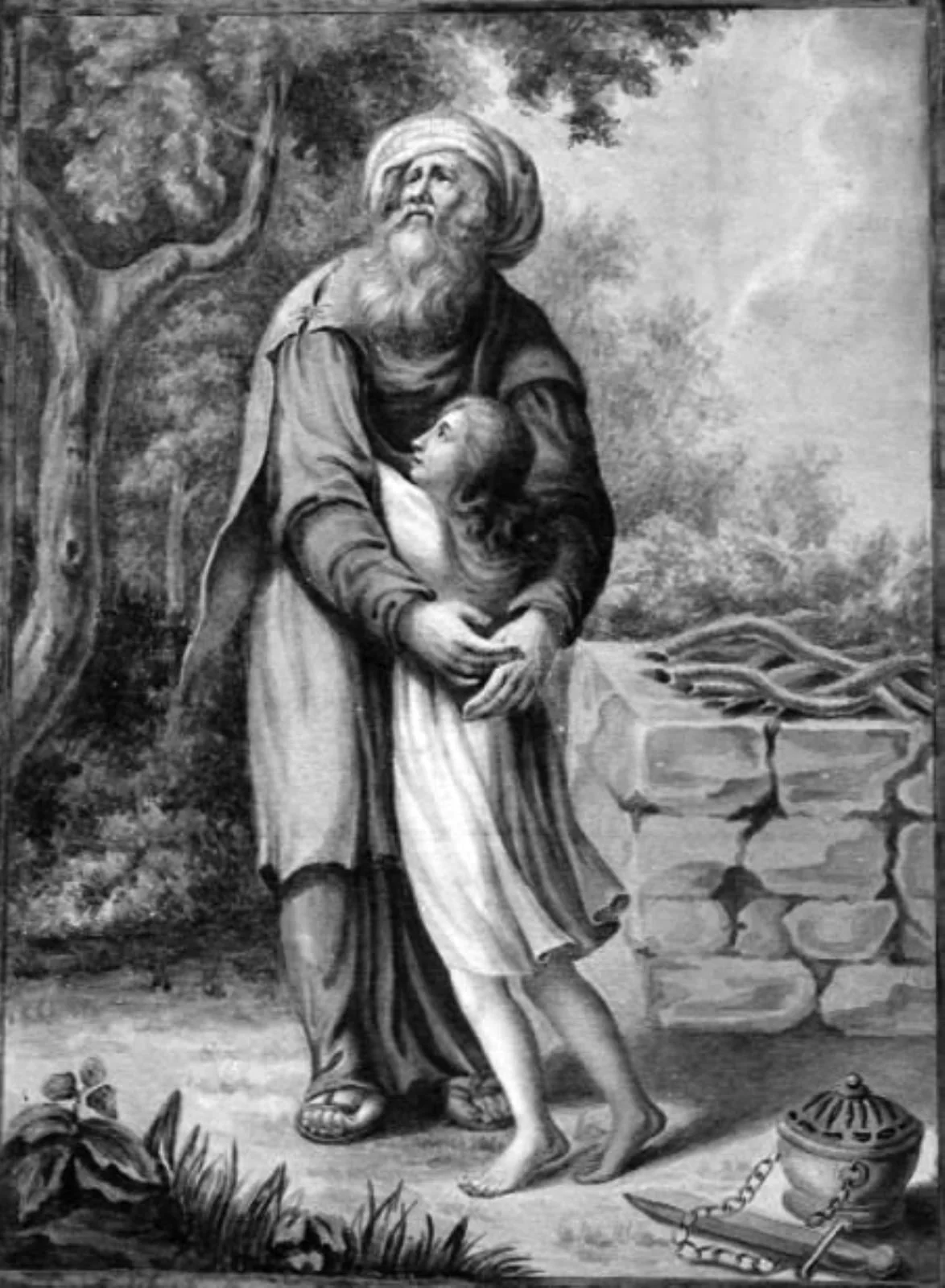 Abraham and Isaac by the Altar, detail