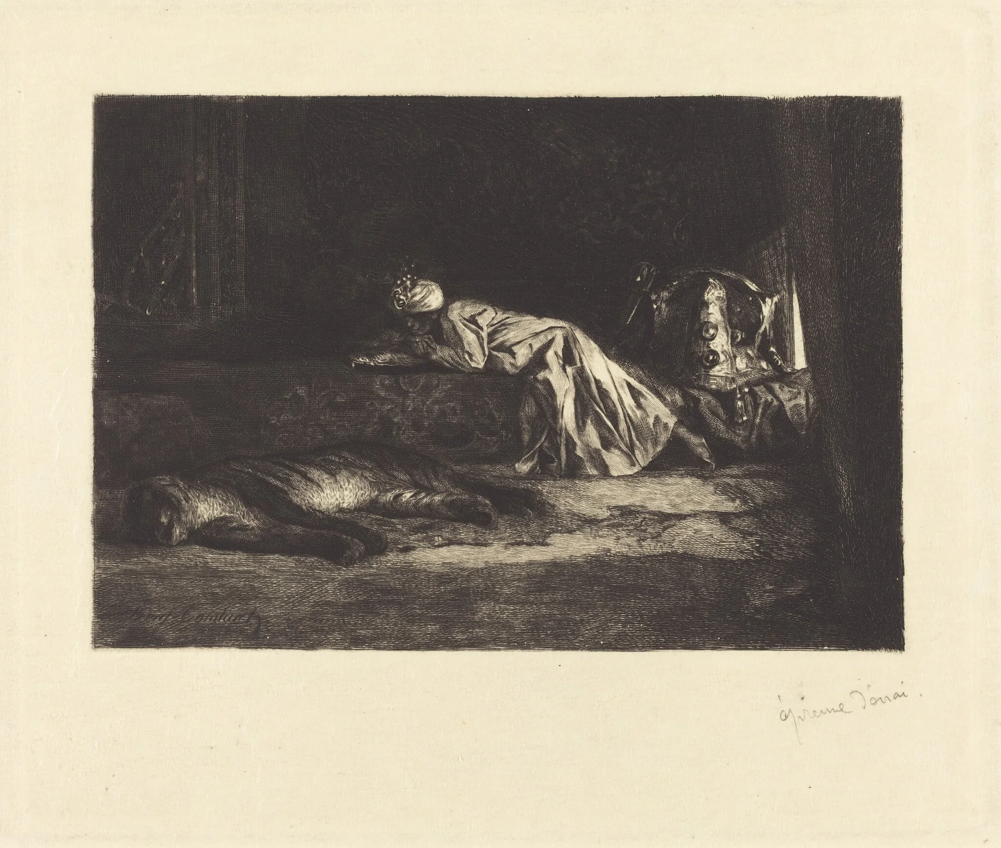 Oriental Interior with Sleeping Tiger, detail