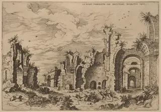 The Baths of Diocletian, by Hieronymus Cock, ink, 1550