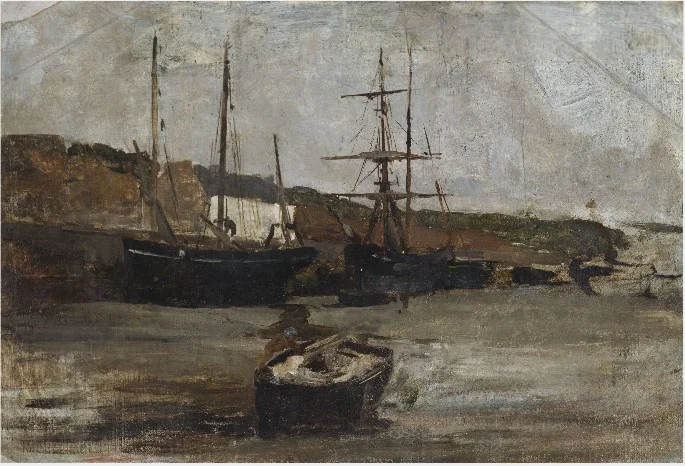 Ships at a Quayside, detail