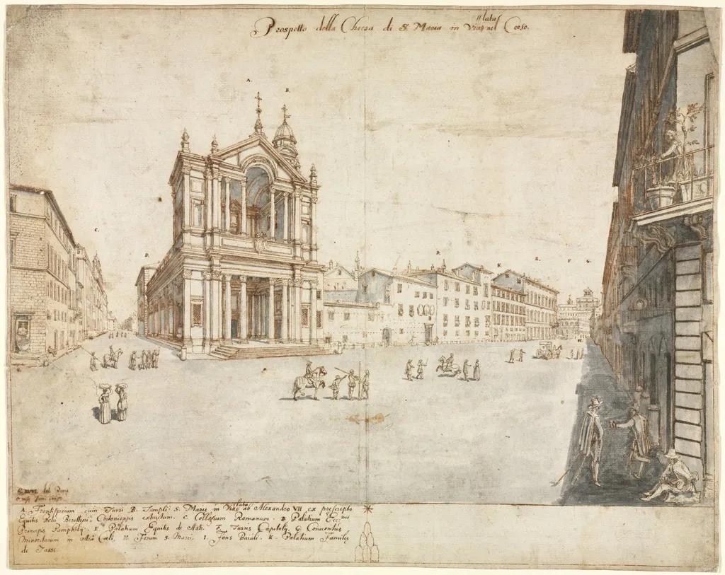 Eighteen Views of Rome: Santa Maria in Via Lata, by Lievin Cruyl, 1665