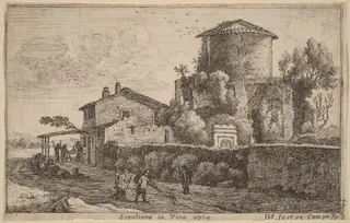 Tomb on the Via Appia, by Herman van Swanevelt, ink, 1628