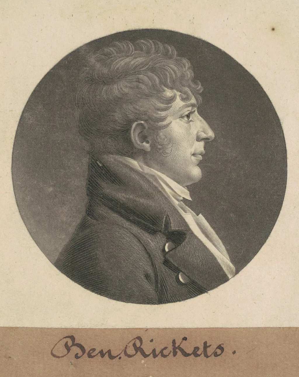 Benjamin Ricketts, by Charles B. J. Févret de Saint-Mémin, ink, 1805