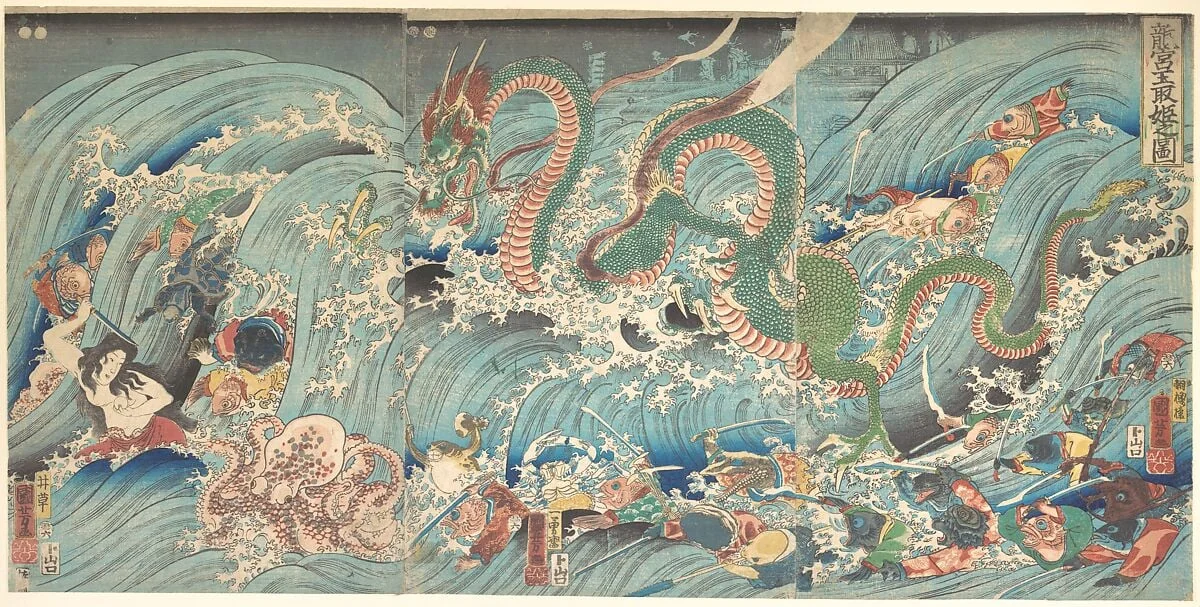 Ryugu Tamatori Hime no su|Recovering the Stolen Jewel from the Palace of the Dragon King, detail
