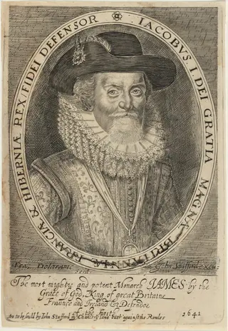 James I, by Francis Delaram, ink