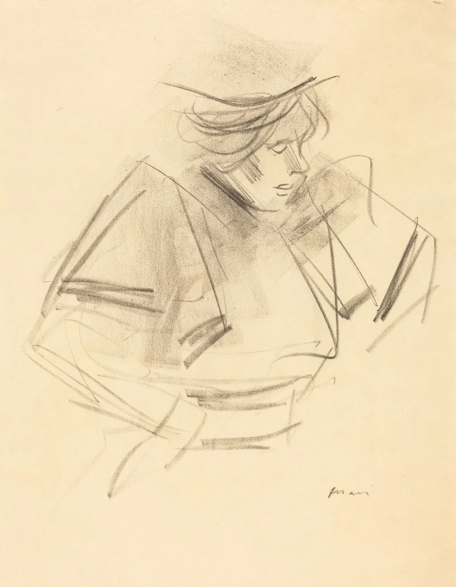 Croquis de femme en buste (Sketch of a Woman in Half-Length), detail