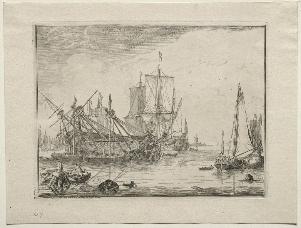 Ships Under Repair, by Ludolf Bakhuizen, 1701