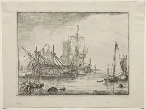 Ships Under Repair, by Ludolf Bakhuizen, 1701