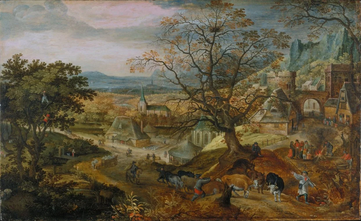 Landscape with Village: "Autumn", detail