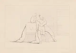 Gertrude Climbed a Widowed Father's Knee, by Ferdinand Joubert, ink, 1846