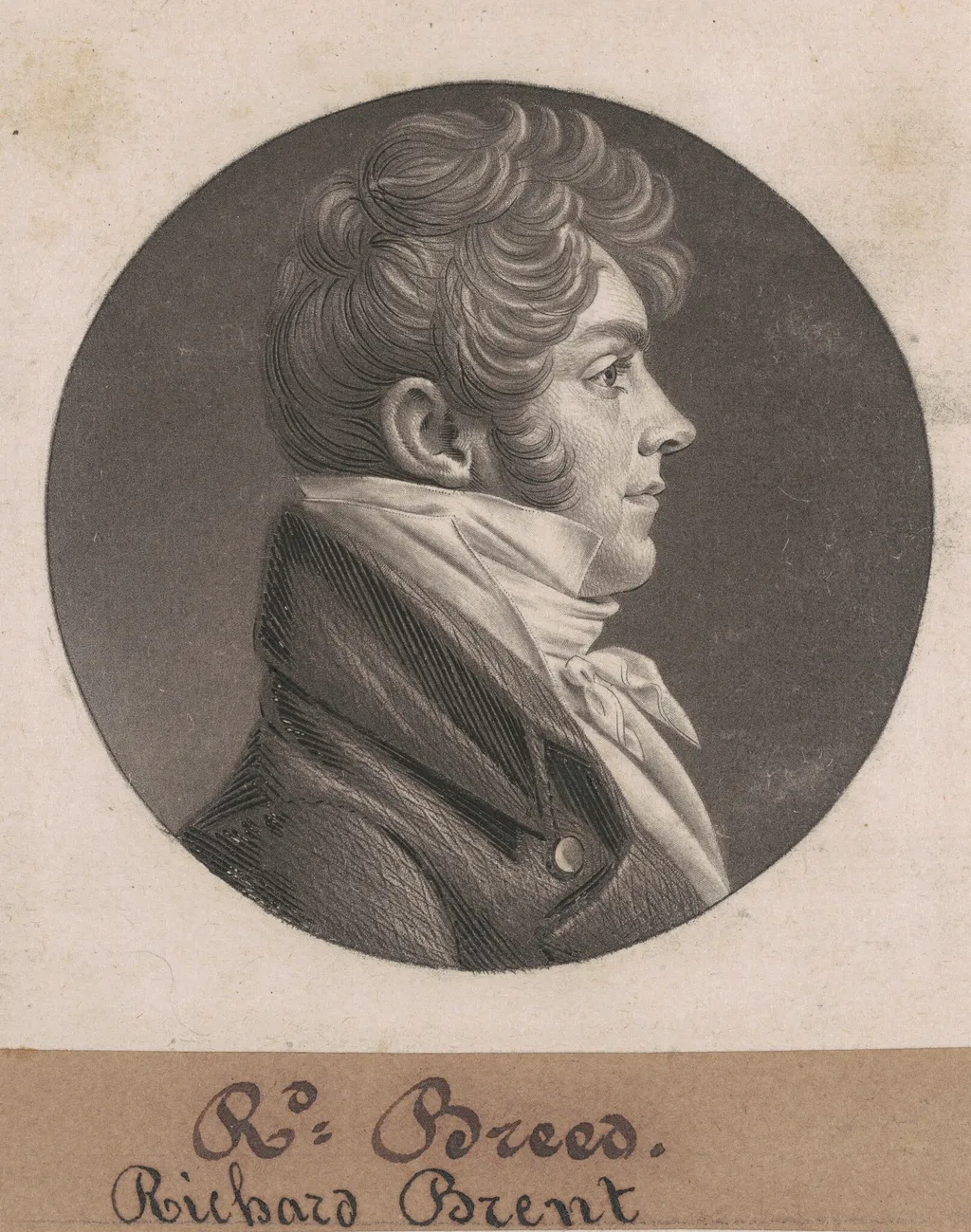 Richard Brent, by Charles B. J. Févret de Saint-Mémin, ink, 1803