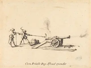 Firing the Cannon, by Jacques Callot, ink, 1634