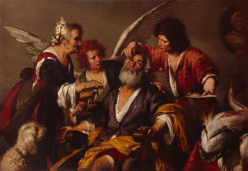 Healing of Tobit, by Bernardo Strozzi, oil, 1632