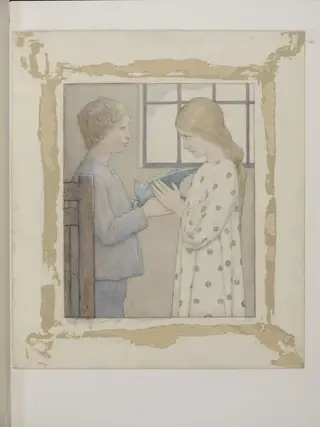 The Blue Bird about to fly, by Frederick Cayley Robinson, watercolor, 1911