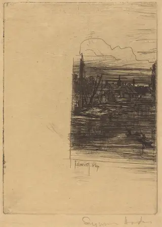 Isleworth, by Francis Seymour Haden, ink, 1864