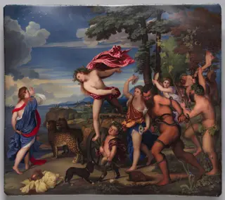 Bacchus and Ariadne, by Henry Bone, paint, 1809