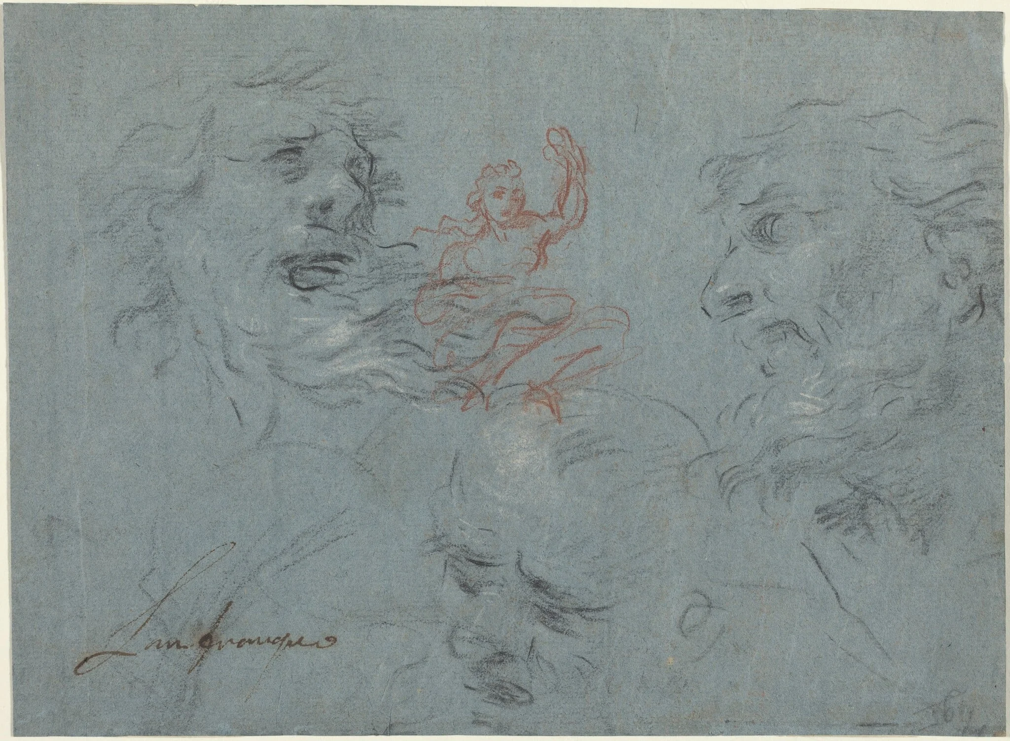 Study of Heads [recto], detail