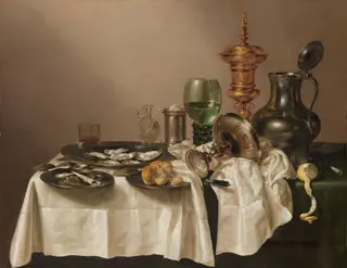Still Life with a Gilt Cup, by Willem Claesz Heda, oil, 1635