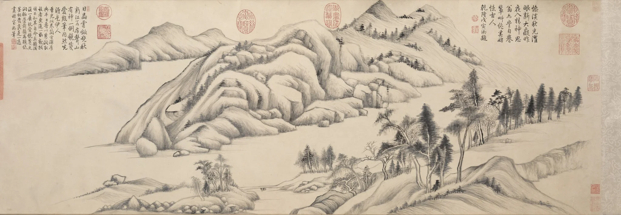 River and Mountains on a Clear Autumn Day, detail